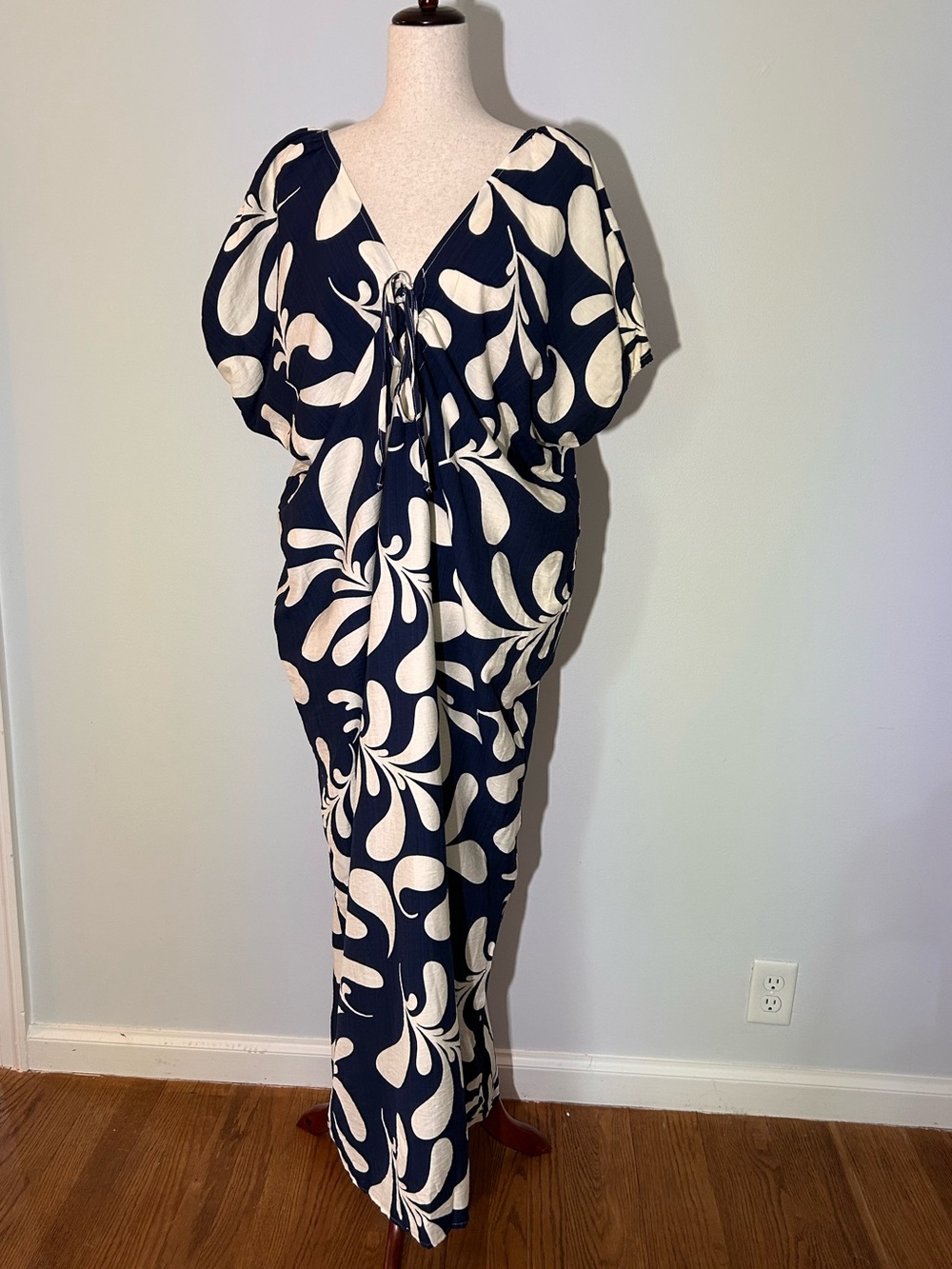 Blue & White Floral Maxi Dress Resort Boho